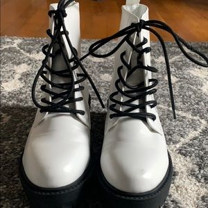 White Combat Boots